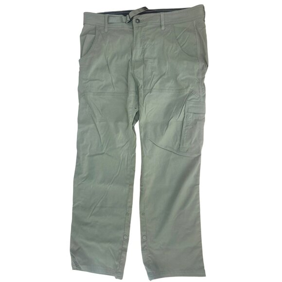 PrAna Mens Green Adjustable Waist Cotton-Nylon Blend Cargo Pants 34 x 30 - Picture 1 of 6